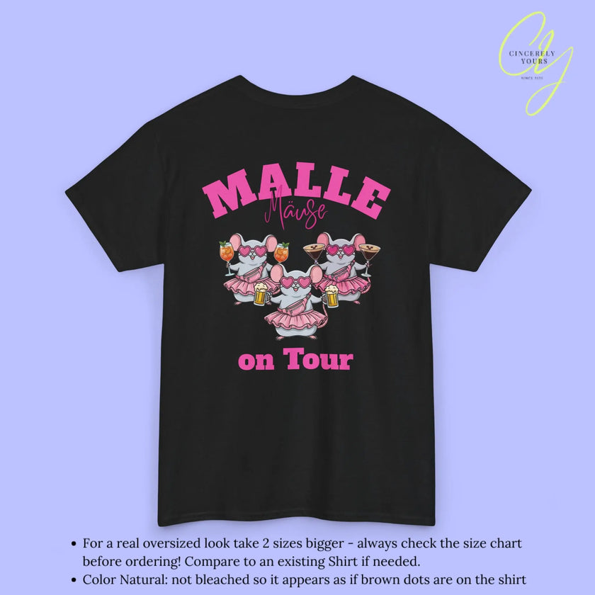 T-shirt Mallemaus Malle - T-shirt de fête Malle Maus on Tour Impression dos Chope de bière Spritz Espresso Martini (Personnalisable)