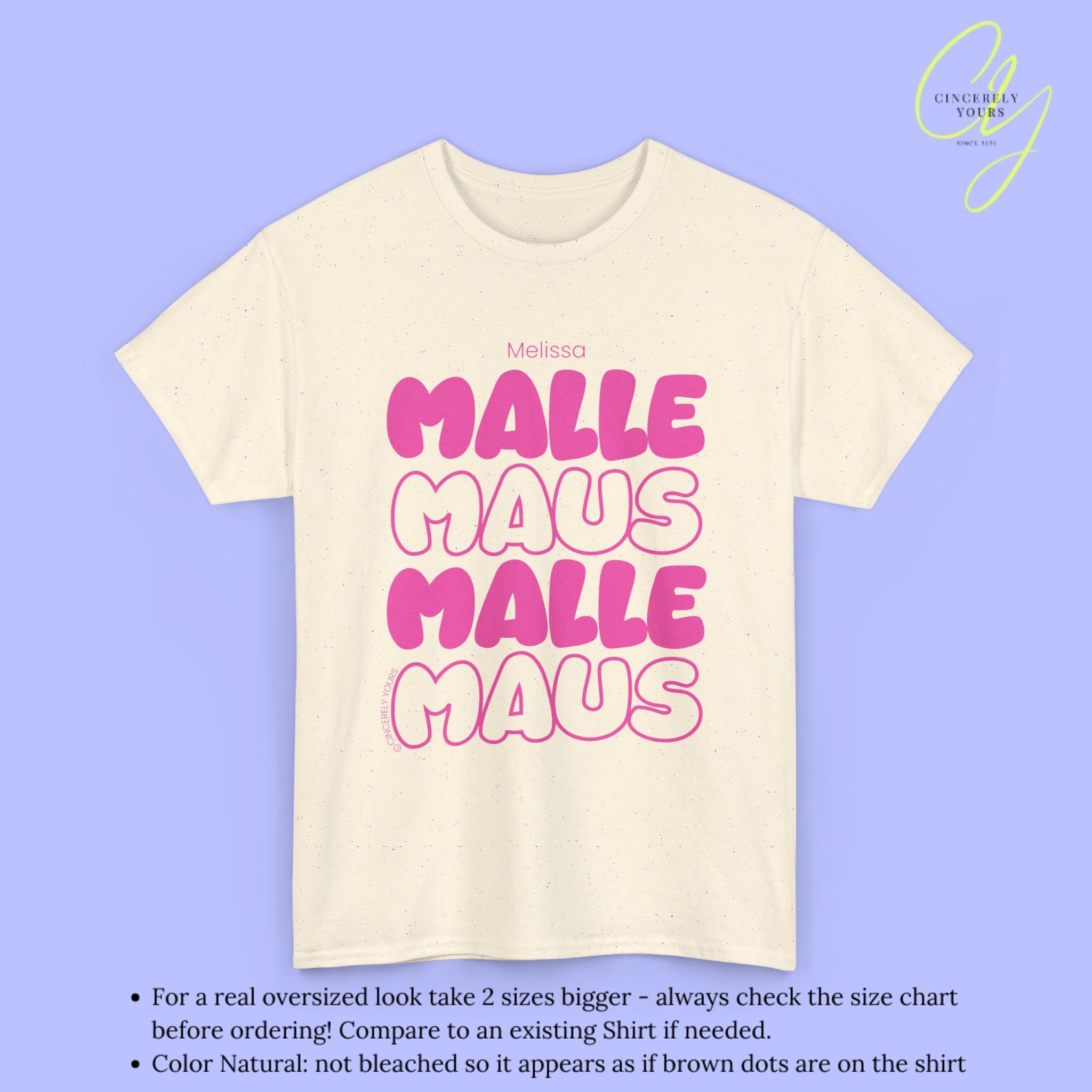 Malle Maus Shirt - Personalisiertes Mallemaus T-Shirt Pink Bubble font
