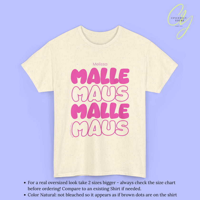 Malle Maus Shirt - Personalisiertes Mallemaus T-Shirt Pink Bubble font