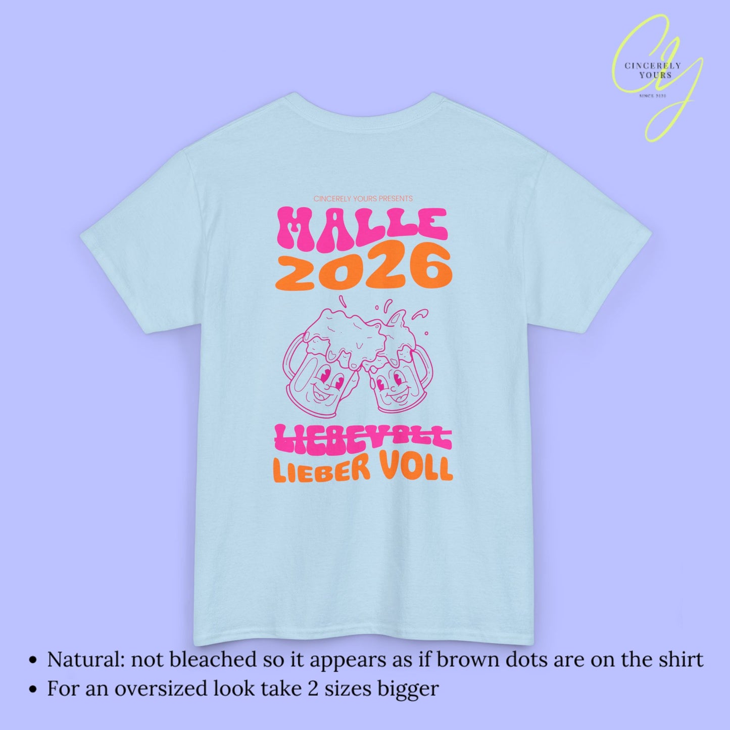 Malle Shirt Malle 2026 - Bierkrug neon Lieber voll