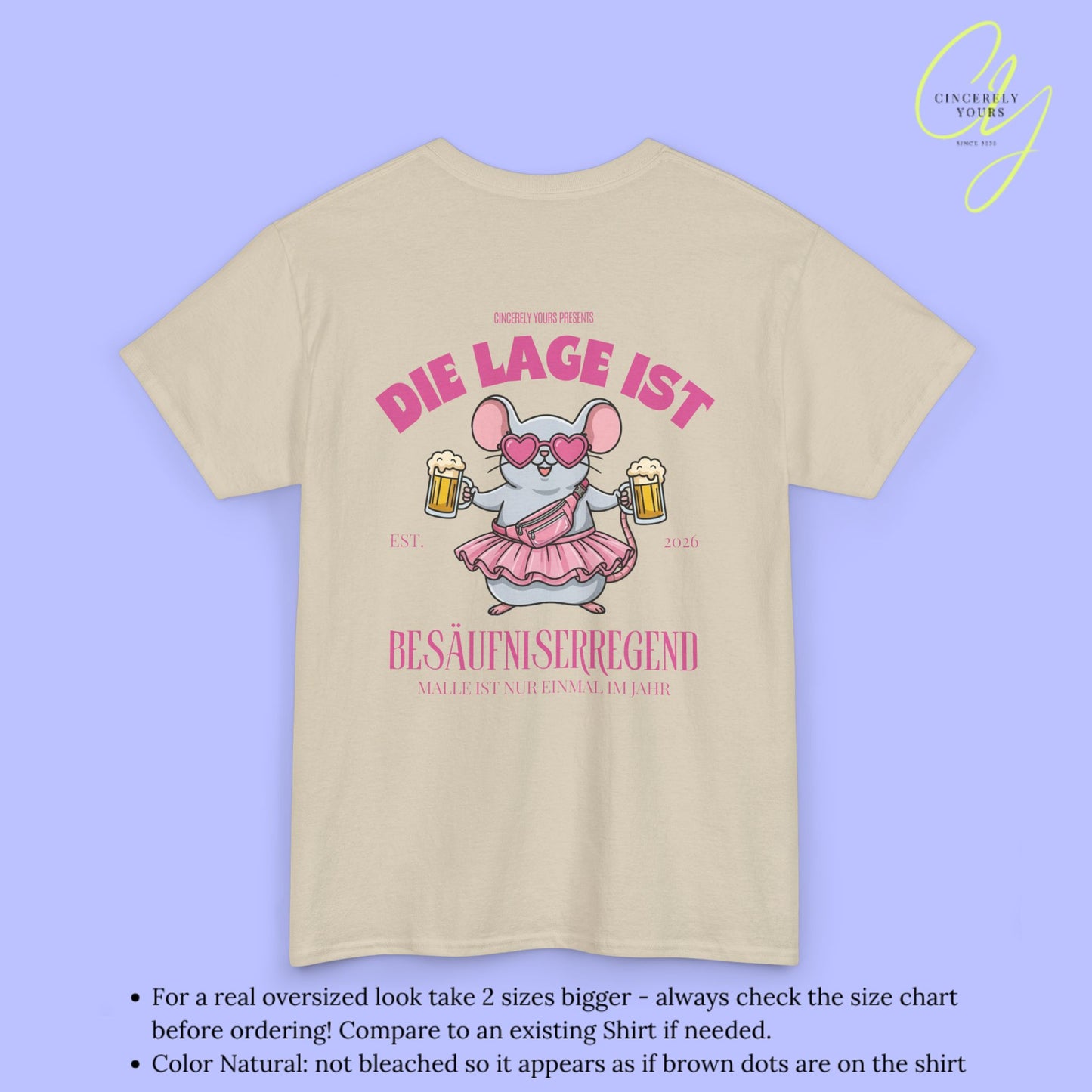 Mallemaus Shirt Malle Maus  —  Die Lage ist besäufniserregend Pink (Customizable)