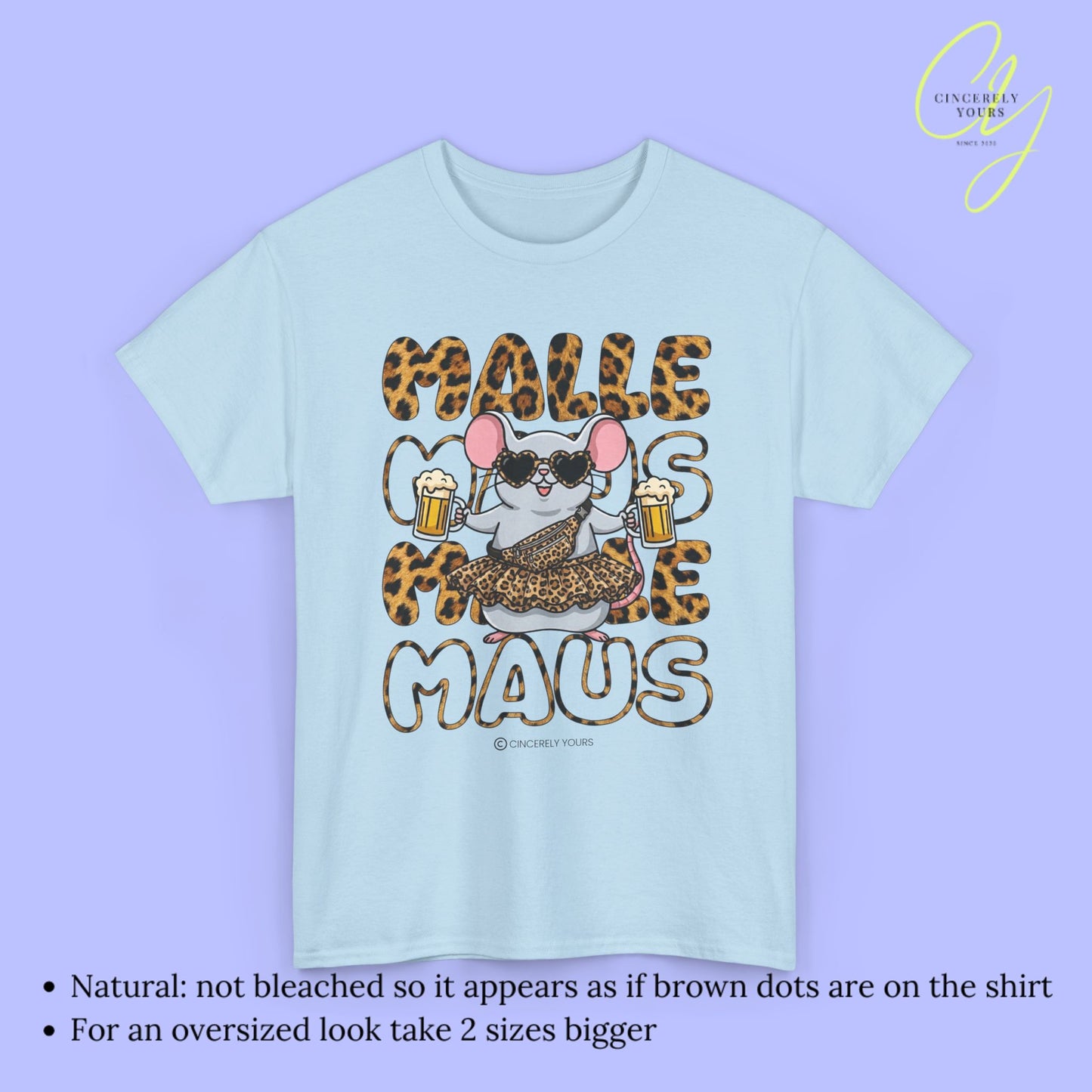 Mallemaus Shirt Malle Maus  - Leopard Bauchtasche Bierkrug