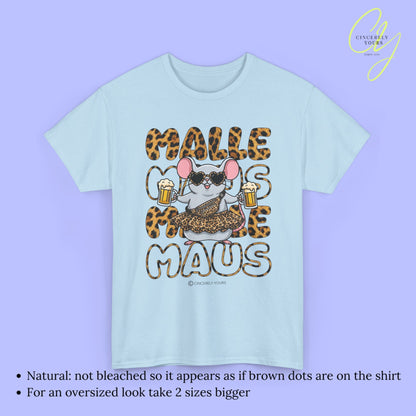 Mallemaus Shirt Malle Maus  - Leopard Bauchtasche Bierkrug