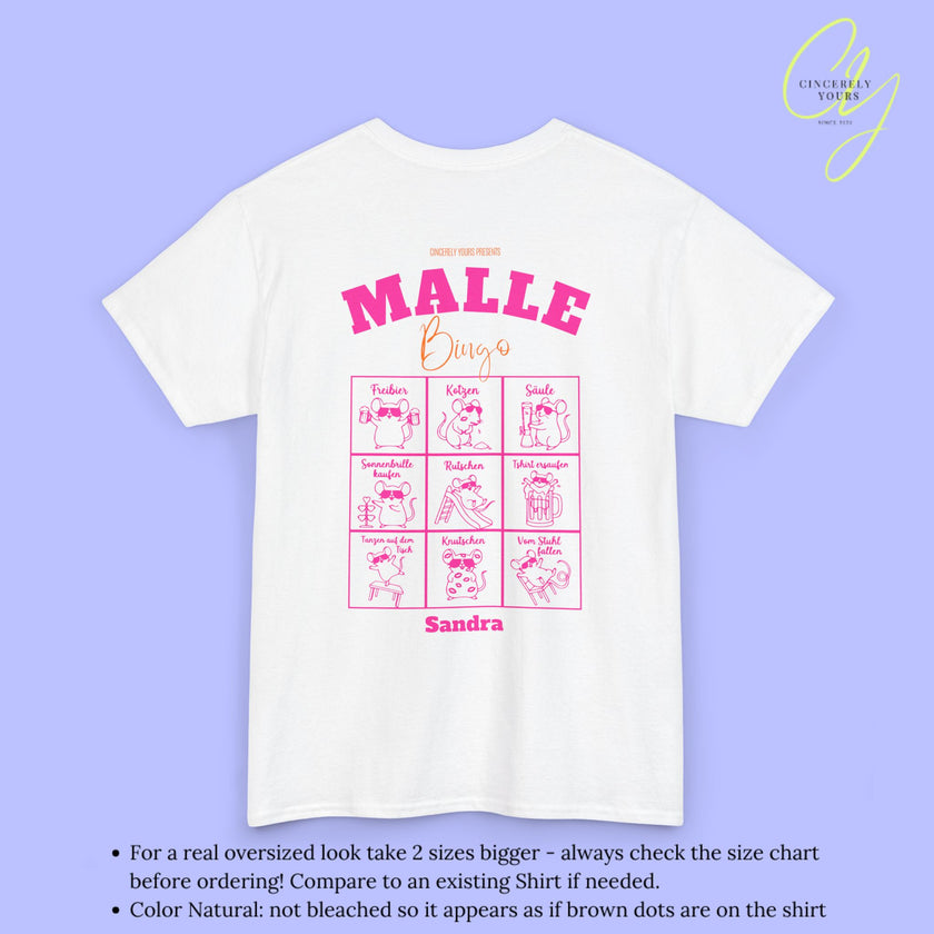 Mallemaus Shirt Bingo Malle Shirt -Malle Maus Shirt backprint Party Spiel (Customizable)