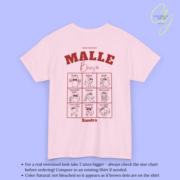 Mallemaus Shirt Malle - Bingo Party Shirt Malle Maus Backprint Party Spiel (Personalisierbar)
