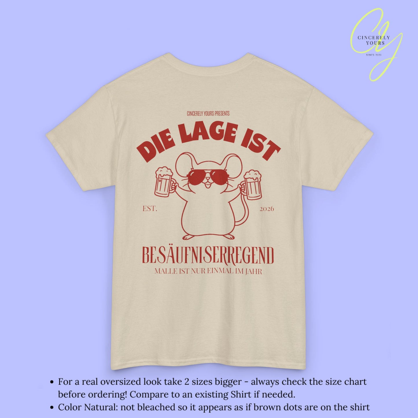 Mallemaus Shirt Malle Maus  —  Die Lage ist besäufniserregend Bierkrug (Customizable)