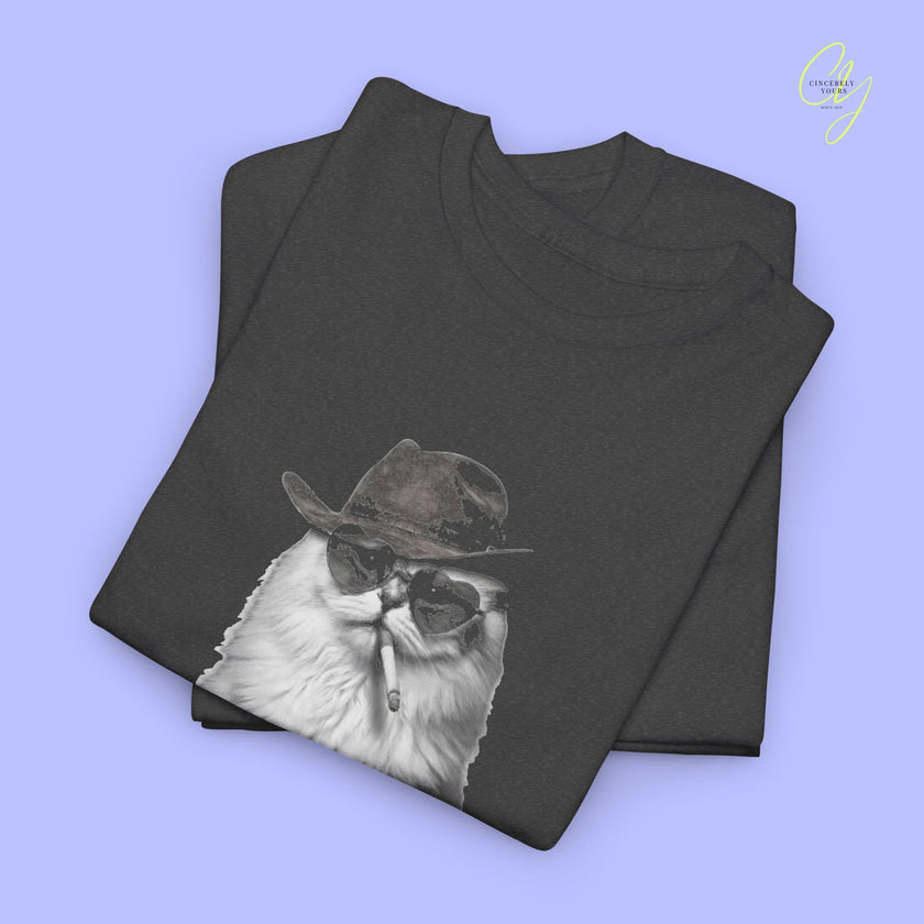 Cat Shirt | Bootleg cat cowboy smoking
