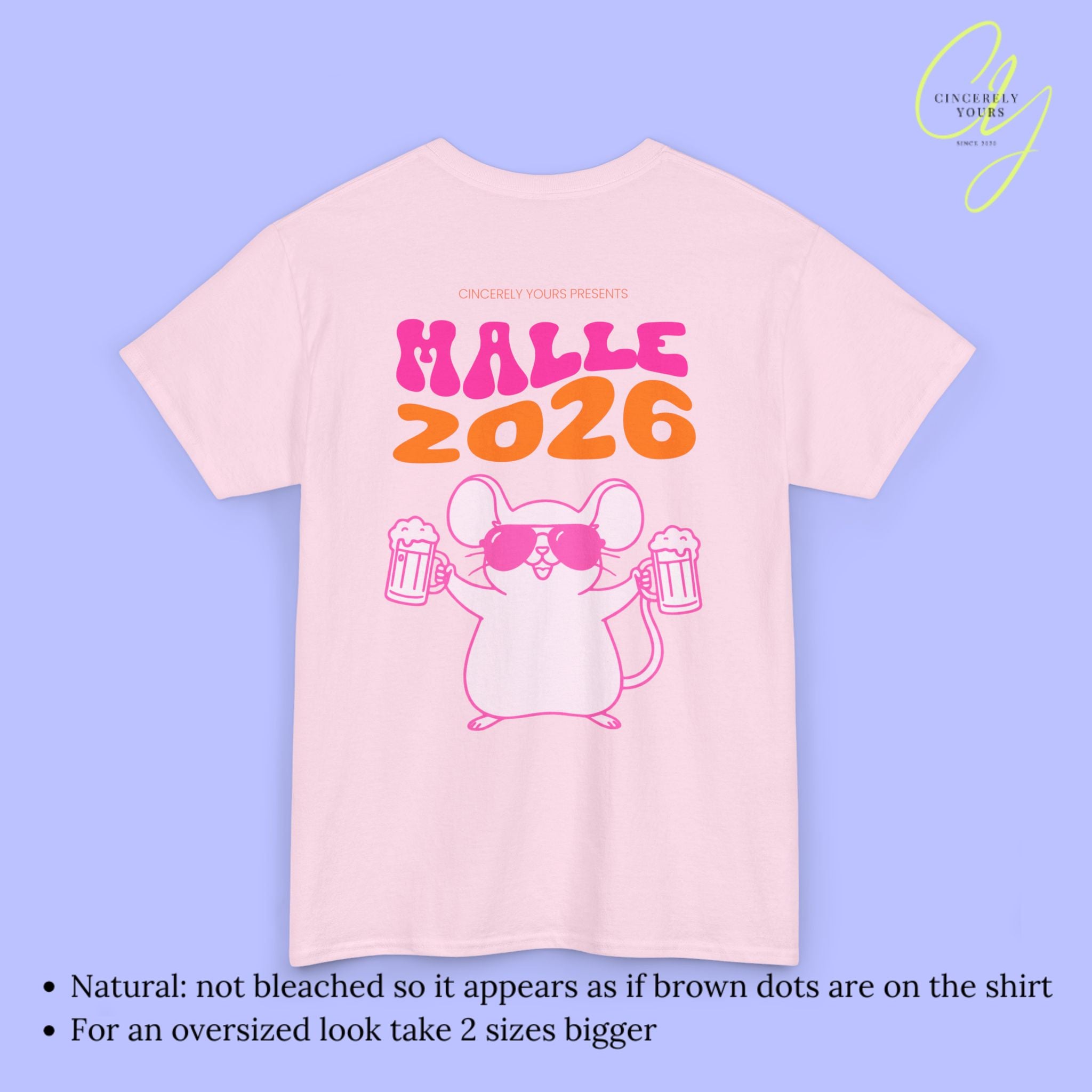 Mallemaus Shirt - Malle maus neon Bierkrug Malle 2026 Backprint