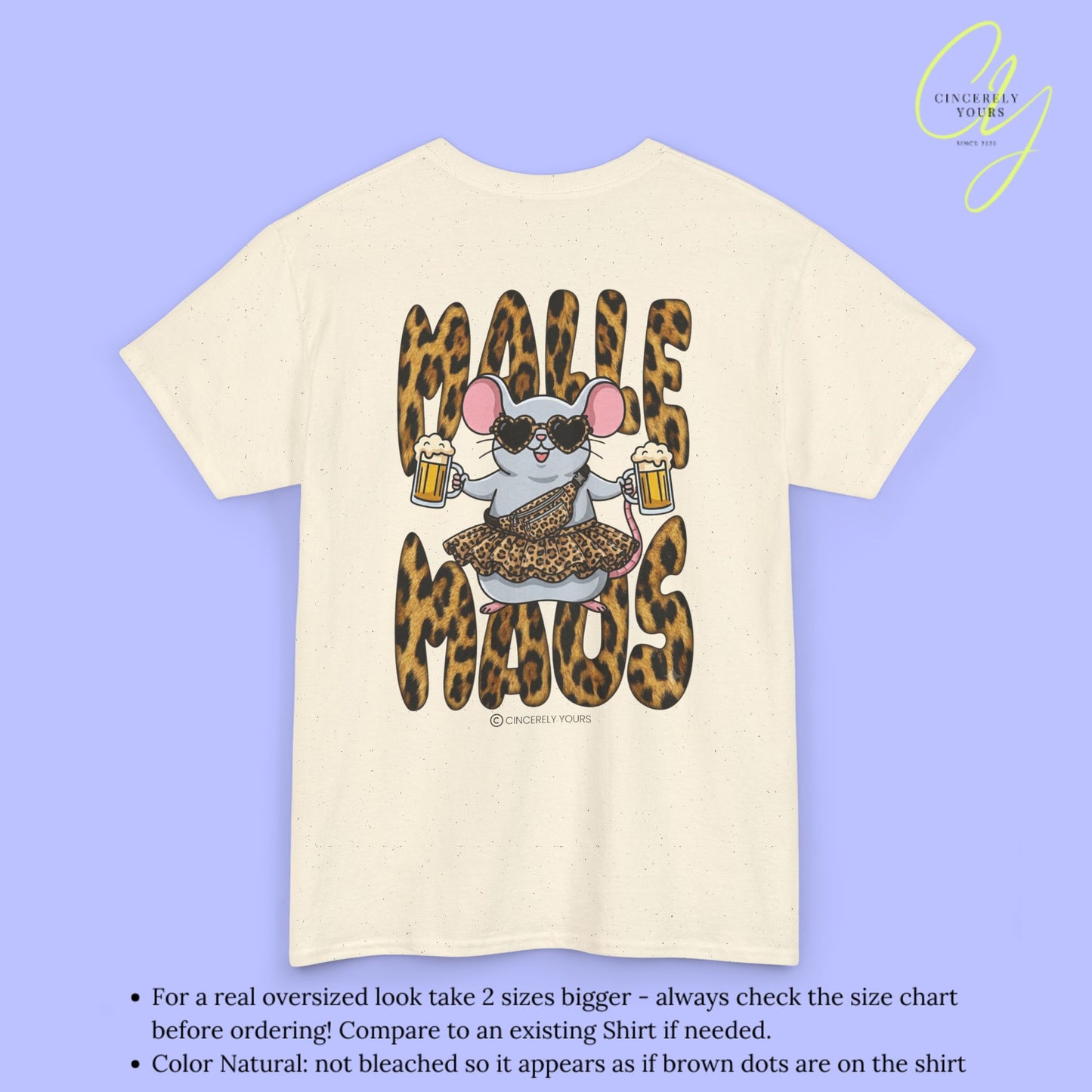 Mallemaus Shirt  —  Malle Maus T-Shirt Leopard backprint(Customizable)