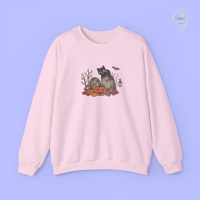 Cat Sweatshirt | Halloween Cat Pumpkin