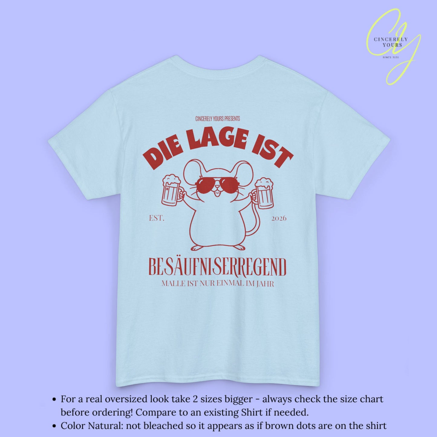 Mallemaus Shirt Malle Maus  —  Die Lage ist besäufniserregend Bierkrug (Customizable)