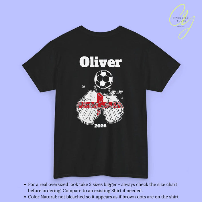Personaliserter Name Fussball Shirt — England Flagge Bierkrug (Personalisierbar) Cincerely Yours
