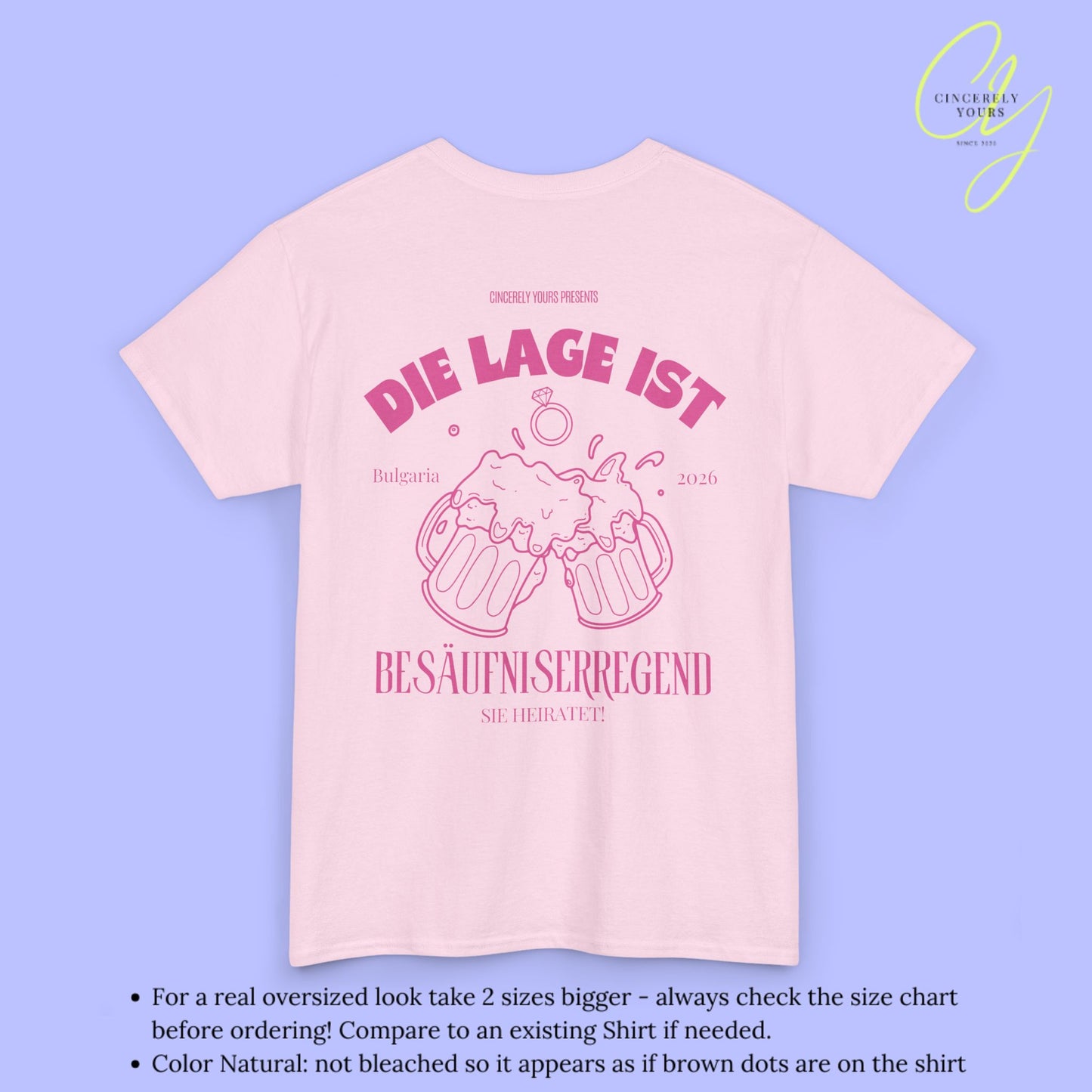 Bachelorette Shirt JGA T-Shirt - Die Lage ist besäufniserregend Sie heiratet