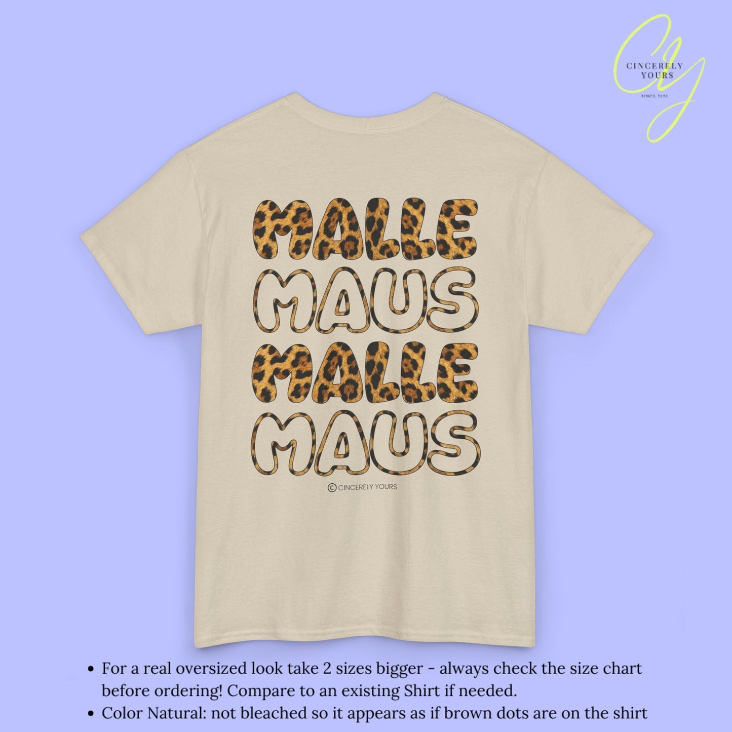 Mallemaus Shirt — Malle Maus Schriftzug Leopard Backprint Malle Shirt (Customizable)