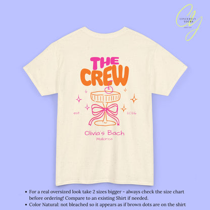 Coquette Bachelorette Party Tee — The Bride Crew cherry bow Champagne (Customizable)