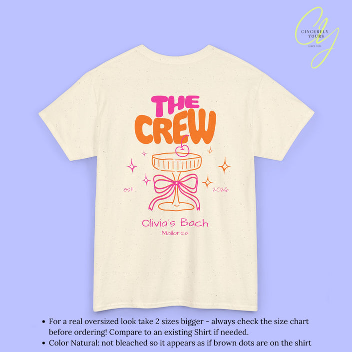 Coquette Bachelorette Party Tee — The Bride Crew cherry bow Champagne (Customizable)