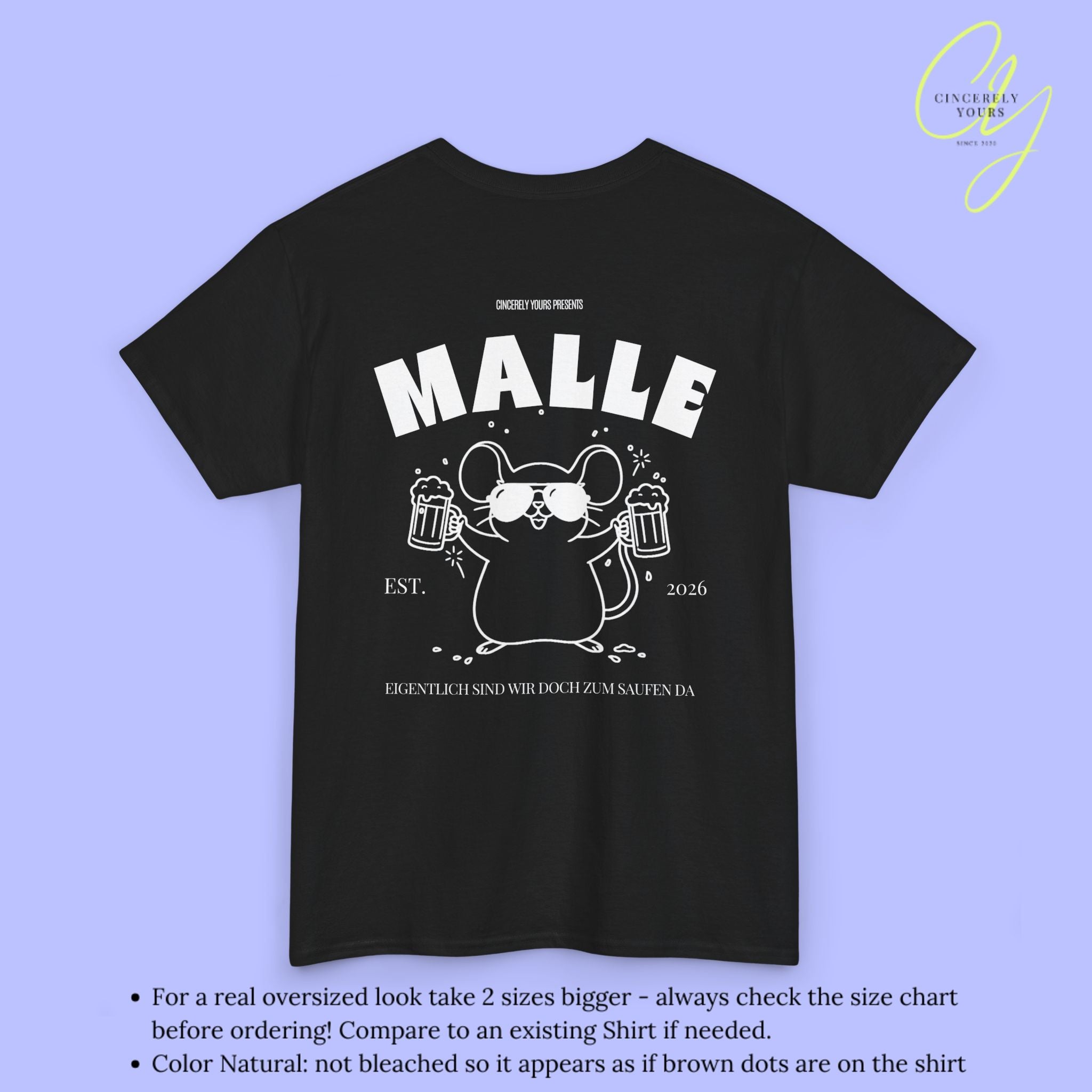Mallemaus Shirt Malle - Party Shirt Malle Maus Bierkrug zum Saufen da (Personalisierbar)
