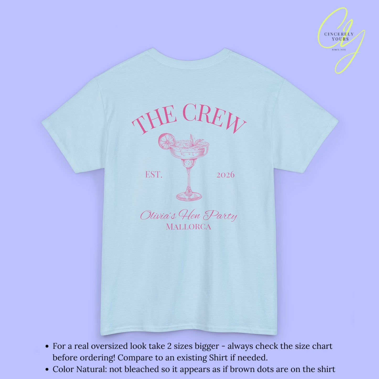 Old Money Bachelorette Shirt — Margarita Hen Party Crew Shirt JGA Backprint only (Customizable)