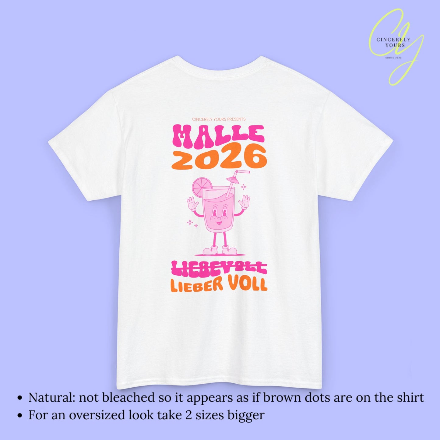 Malle Shirt Malle 2026 - Neon cocktail Maskottchen Lieber voll