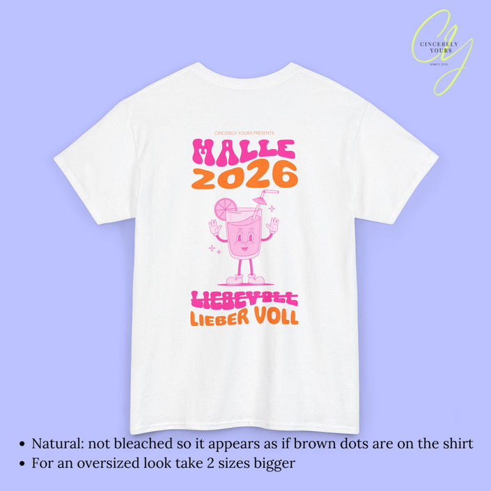 Malle Shirt Malle 2026 - Neon cocktail Maskottchen Lieber voll