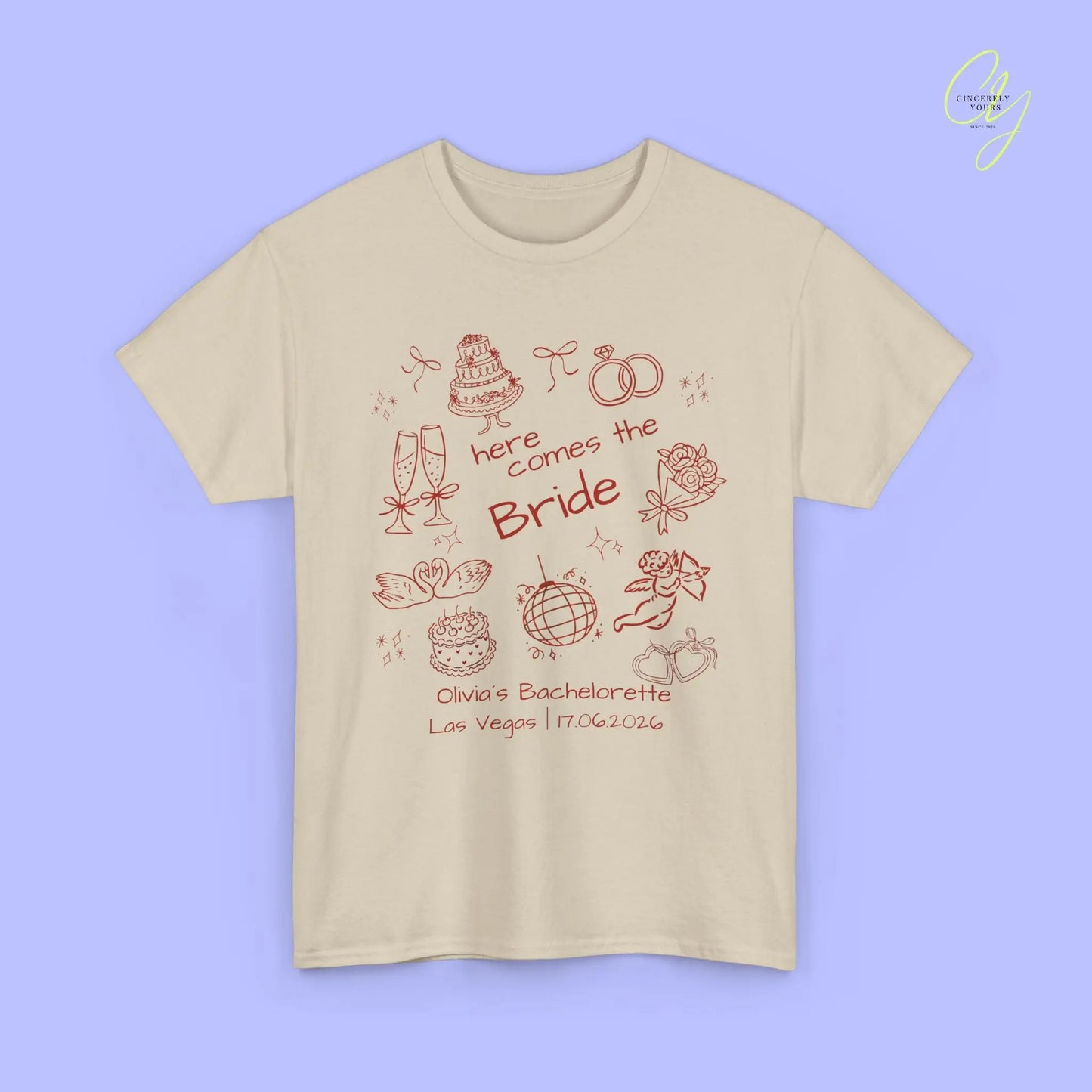 Bachelorette Shirt  — Here comes the Bride Crew (Customizable) Cincerely Yours
