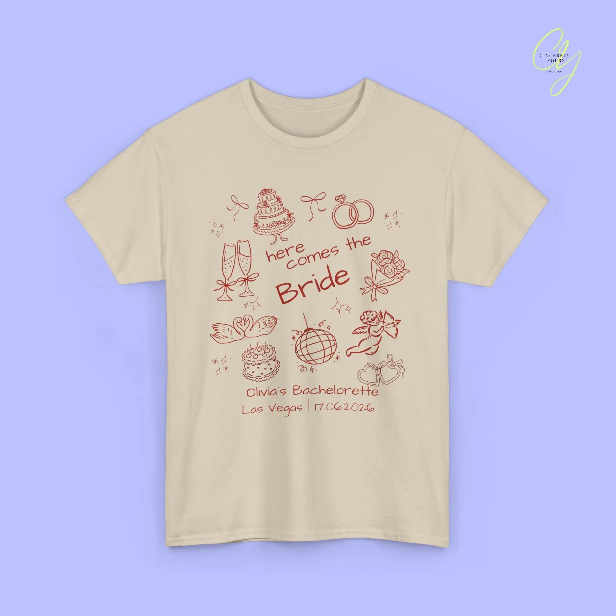 Bachelorette Shirt  — Here comes the Bride Crew (Customizable) Cincerely Yours