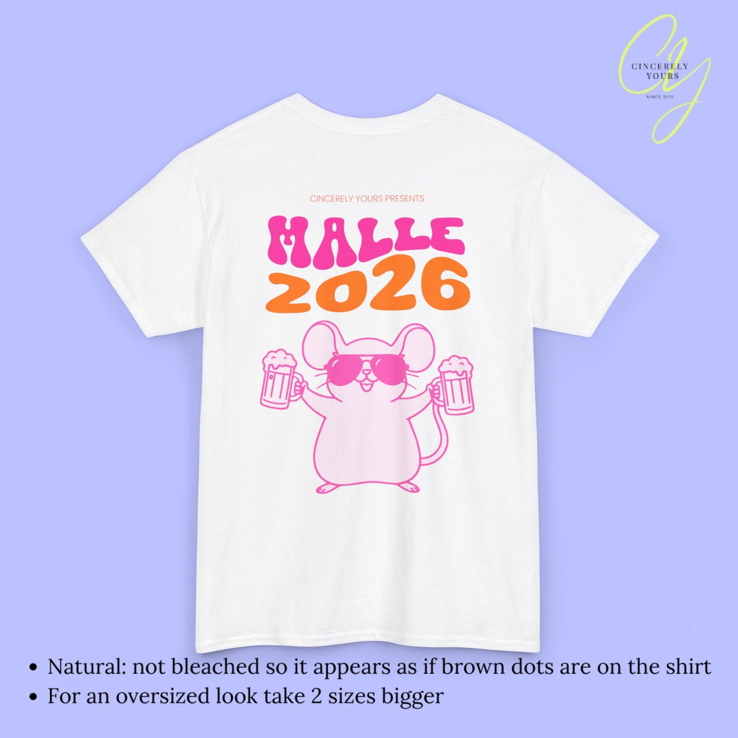Mallemaus Shirt - Malle maus neon Bierkrug Malle 2026 Backprint