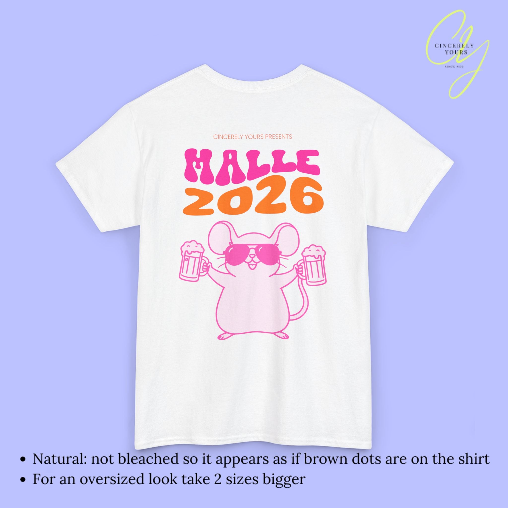 Mallemaus Shirt - Malle maus neon Bierkrug Malle 2026 Backprint