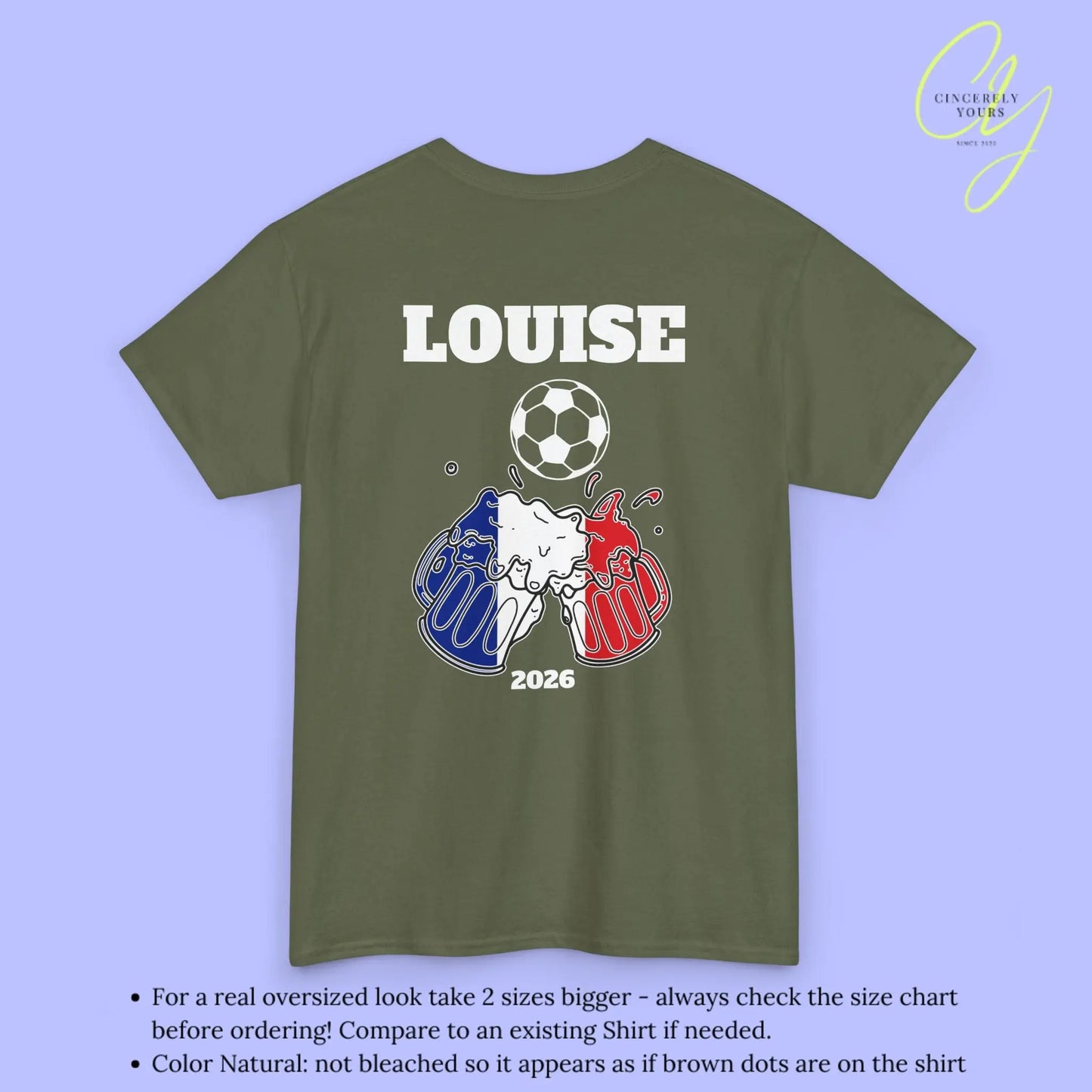 Personaliserter Name Fussball Shirt — Frankreich Flagge Bierkrug (Personalisierbar) Cincerely Yours