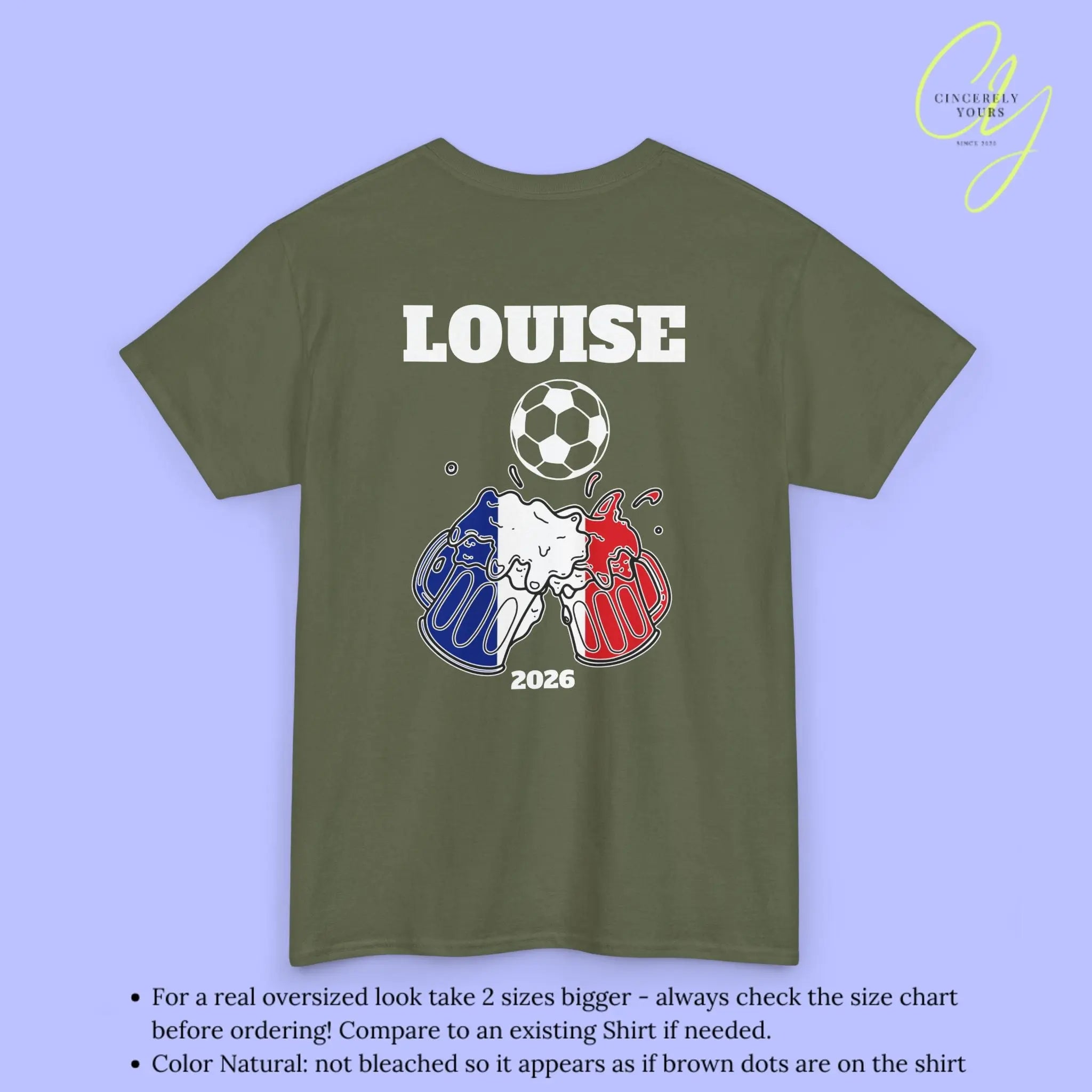 Personaliserter Name Fussball Shirt — Frankreich Flagge Bierkrug (Personalisierbar) Cincerely Yours