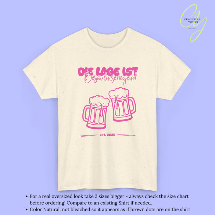 Party Shirt | Die Lage ist besäufniserregend Pink Bierkrüge