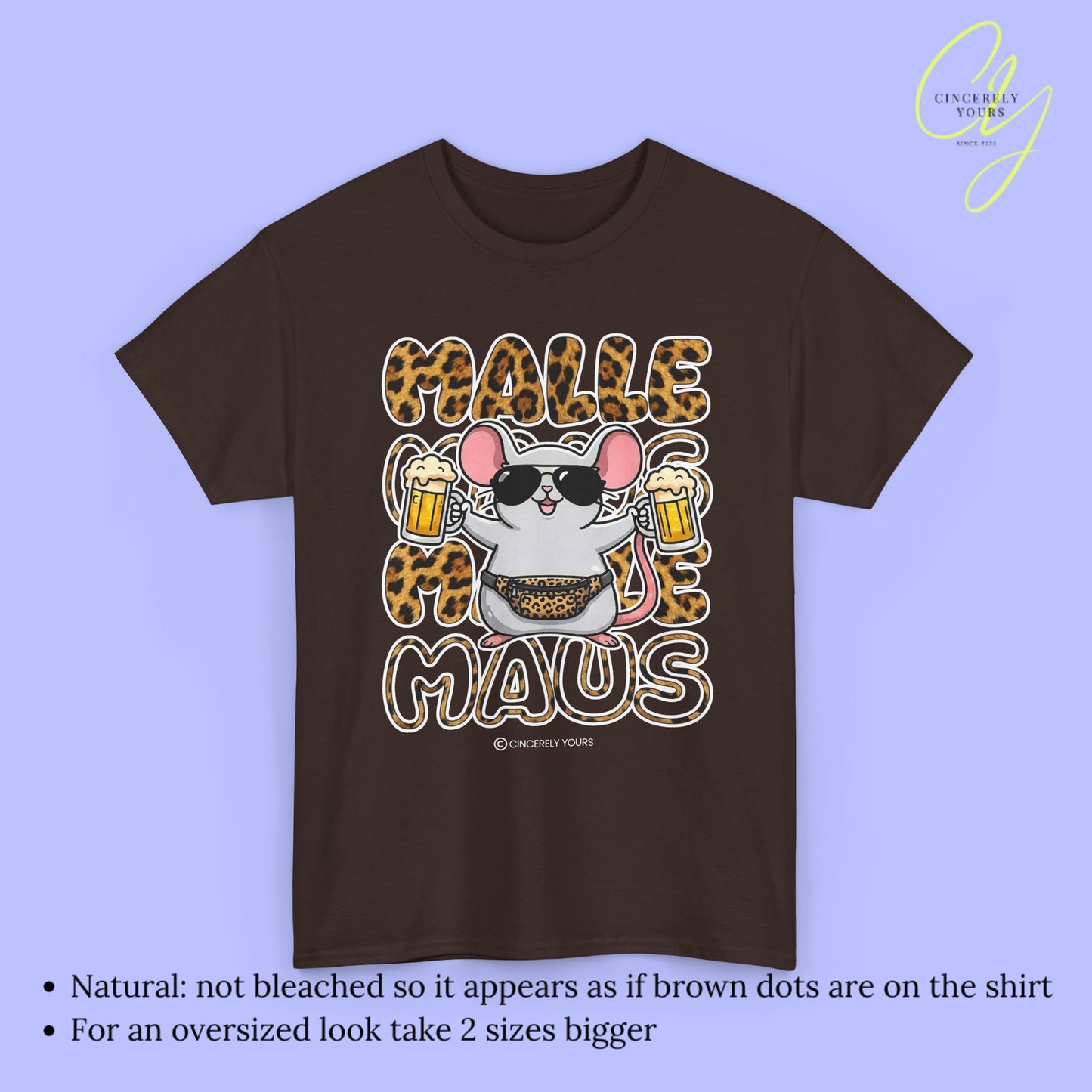 Mallemaus Shirt Malle Maus  - Leopard Bauchtasche Bierkrug OG