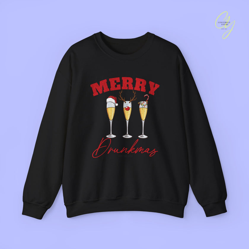 Christmas Sweatshirt | Merry Drunkmas Prosecco
