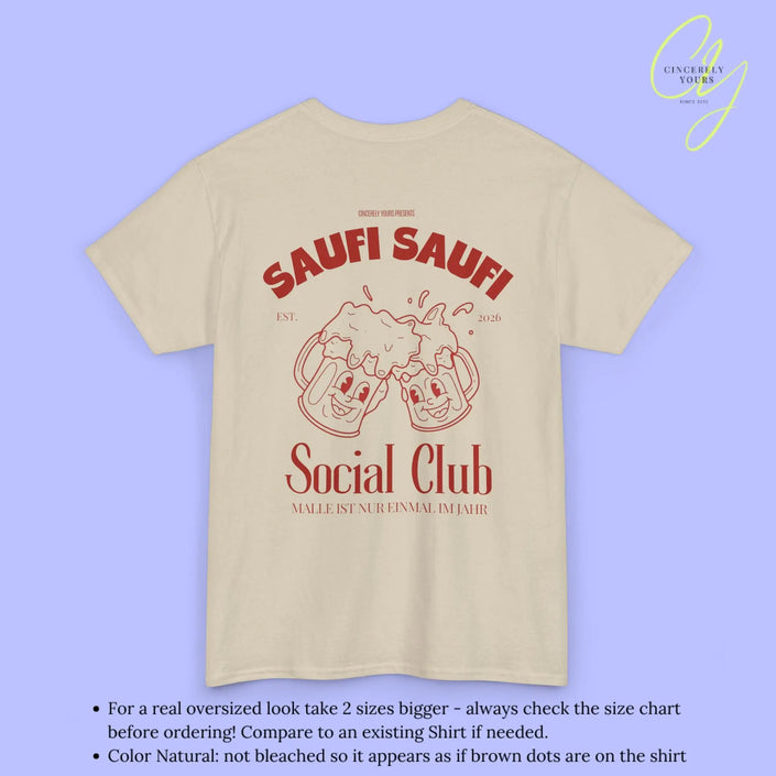 Malle Party Shirt — Saufi Saufi Social Club Bierkrüge Maskottchen (Customizable) Cincerely Yours