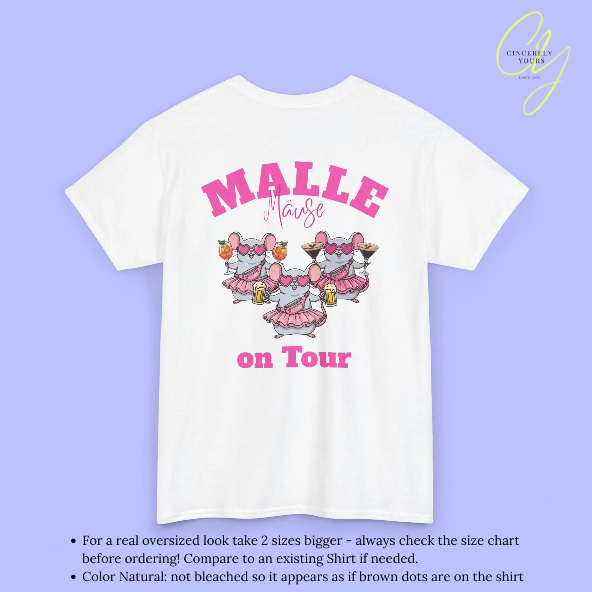 T-shirt Mallemaus Malle - T-shirt de fête Malle Maus on Tour Impression dos Chope de bière Spritz Espresso Martini (Personnalisable)