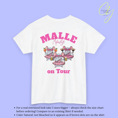 Mallemaus Shirt Malle - Party Shirt Malle Maus on Tour Backprint Bierkrug Spritz Espresso Martini (Personalisierbar)