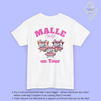 Mallemaus Shirt Malle - Party Shirt Malle Maus on Tour Backprint Bierkrug Spritz Espresso Martini (Personalisierbar)