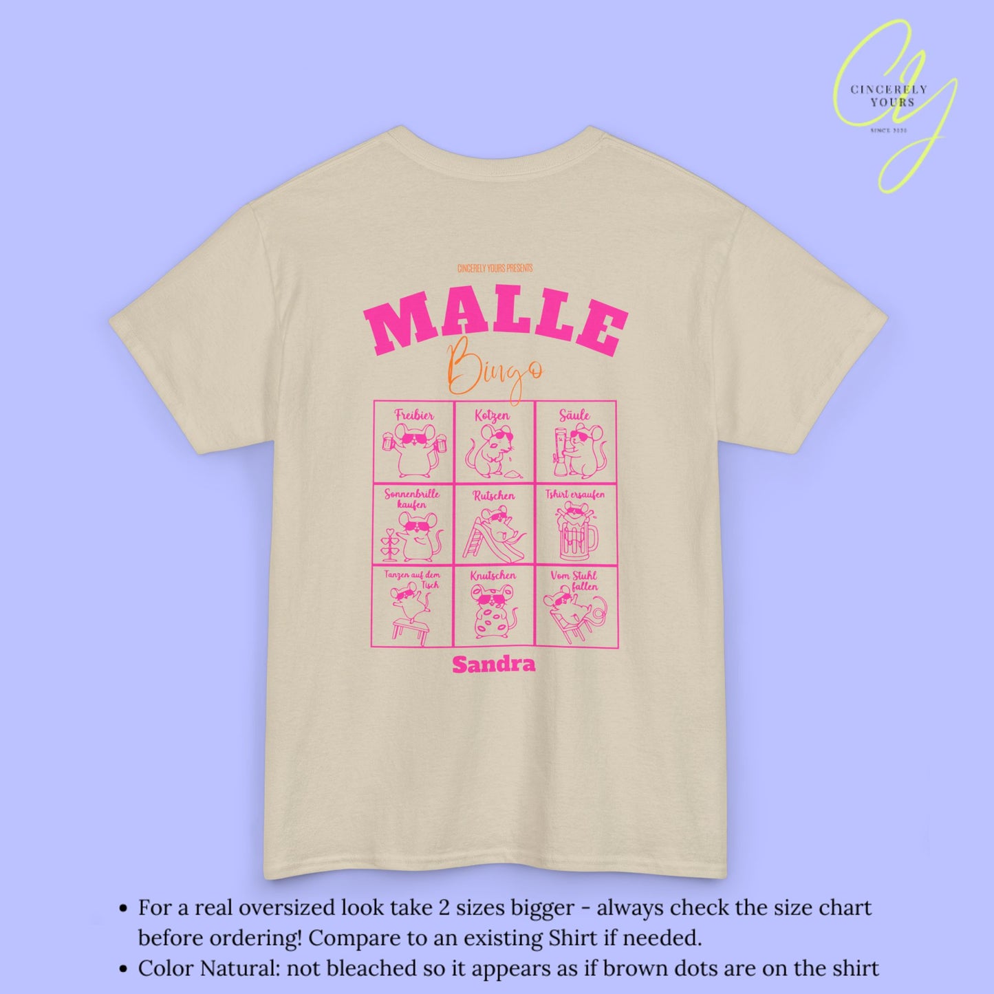 Mallemaus Shirt Bingo Malle Shirt -Malle Maus Shirt backprint Party Spiel (Customizable)