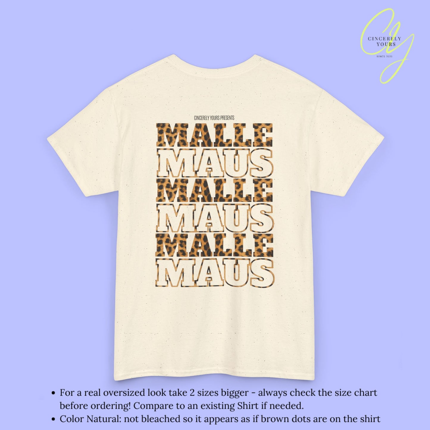 Mallemaus Shirt — Malle Maus Schriftzug Leopard Backprint Malle Shirt (Customizable)