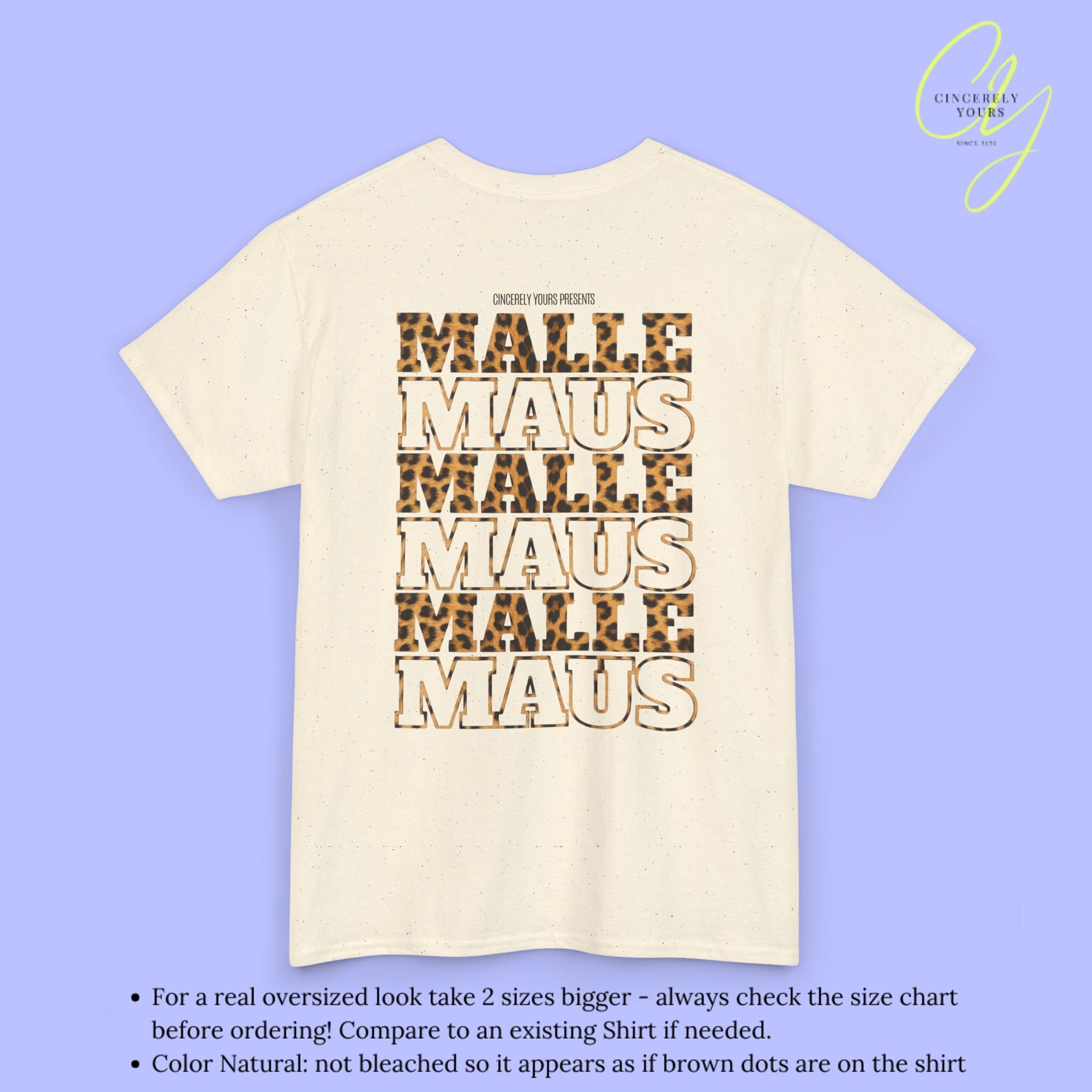 Mallemaus Shirt — Malle Maus Schriftzug Leopard Backprint Malle Shirt (Customizable)