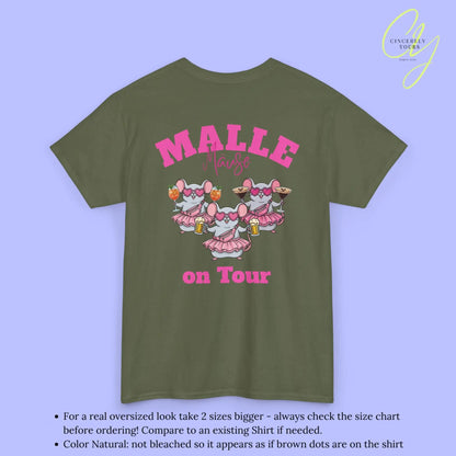 Mallemaus Shirt Malle - Party Shirt Malle Maus on Tour Backprint Bierkrug Spritz Espresso Martini (Personalisierbar)
