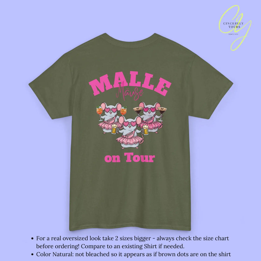 T-shirt Mallemaus Malle - T-shirt de fête Malle Maus on Tour Impression dos Chope de bière Spritz Espresso Martini (Personnalisable)