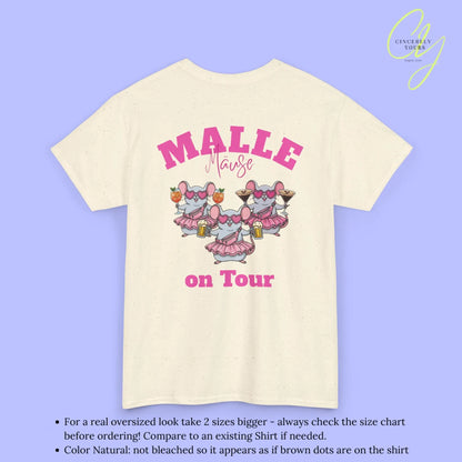 Mallemaus Shirt Malle - Party Shirt Malle Maus on Tour Backprint Bierkrug Spritz Espresso Martini (Personalisierbar)