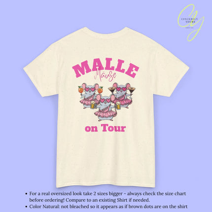 Mallemaus Shirt Malle - Party Shirt Malle Maus on Tour Backprint Bierkrug Spritz Espresso Martini (Personalisierbar)