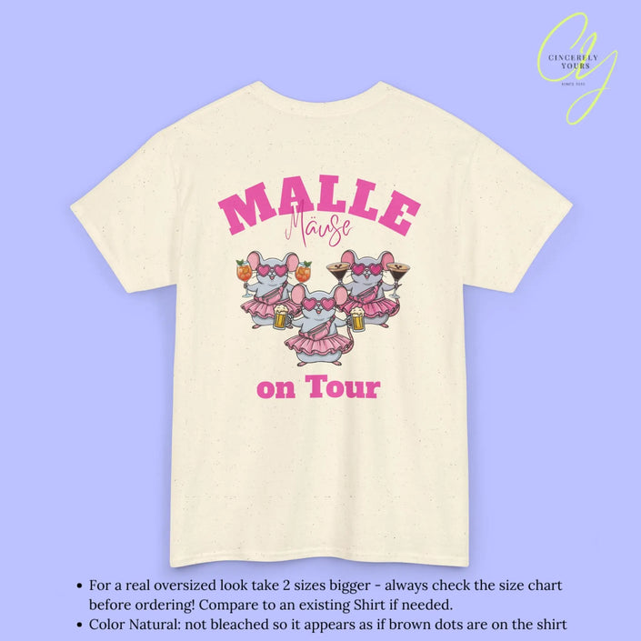 Mallemaus Shirt Malle - Party Shirt Malle Maus on Tour Backprint Bierkrug Spritz Espresso Martini (Personalisierbar)