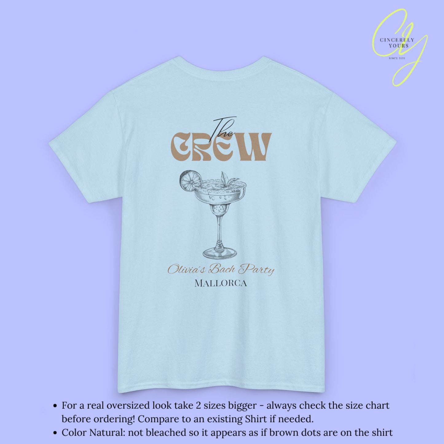 Old Money Bachelorette Shirt Beige — Margarita Hen Party Crew Shirt JGA Backprint only (Customizable)