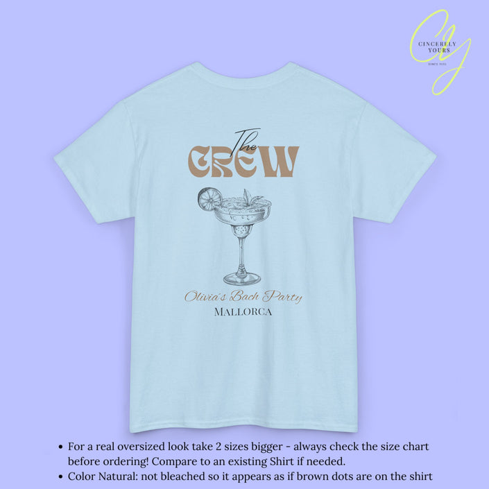 Old Money Bachelorette Shirt Beige — Margarita Hen Party Crew Shirt JGA Backprint only (Customizable)