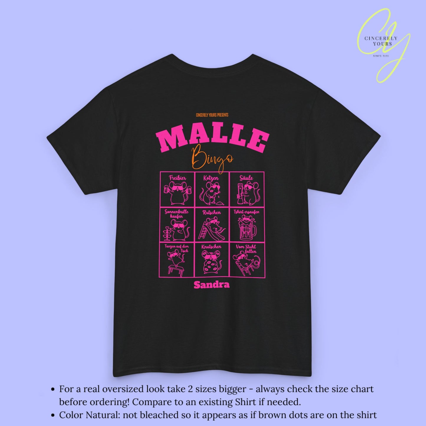 Mallemaus Shirt Bingo Malle Shirt -Malle Maus Shirt backprint Party Spiel (Customizable)