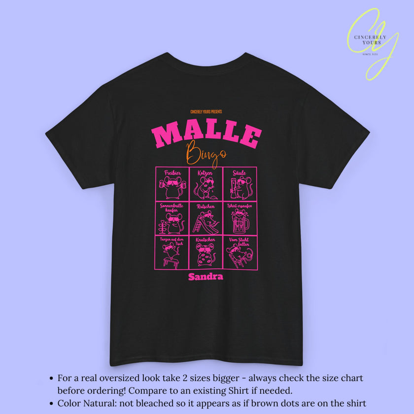 Mallemaus Shirt Bingo Malle Shirt -Malle Maus Shirt backprint Party Spiel (Customizable)