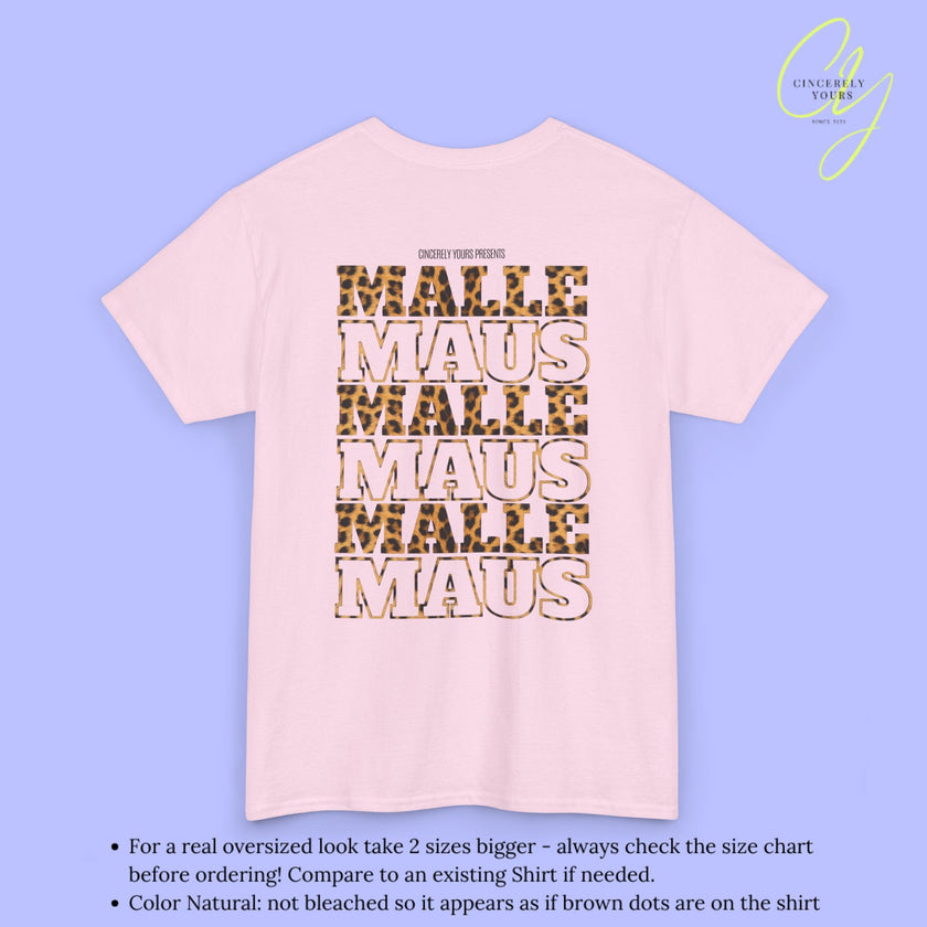 Mallemaus Shirt — Malle Maus Schriftzug Leopard Backprint Malle Shirt (Customizable)